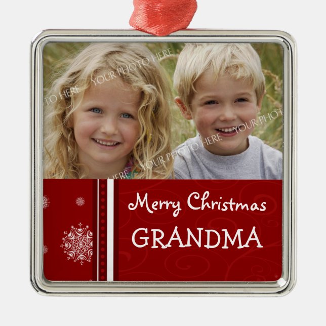 Foto-frohe Weihnacht-Großmutter-Verzierung Ornament Aus Metall (Vorne)