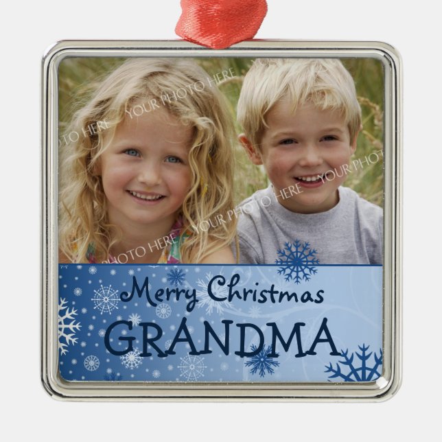 Foto-frohe Weihnacht-Großmutter-Verzierung Ornament Aus Metall (Vorne)