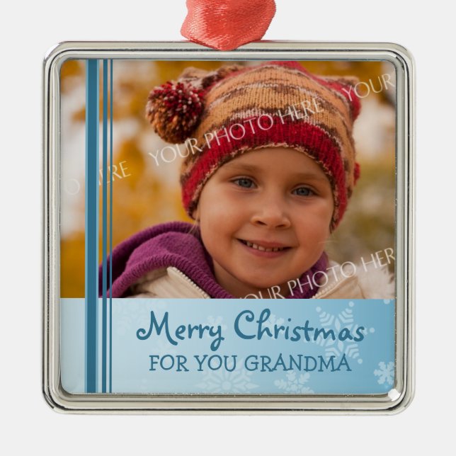 Foto-frohe Weihnacht-Großmutter-Verzierung Ornament Aus Metall (Vorne)