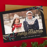 Foto | Frohe Weihnachten<br><div class="desc">Diese skurrile und festliche Weihnachtskarte enthält ein Foto-Rahmen,  Winterbeeren und sagt Frohe Weihnachten und Glück Neues Jahr!</div>