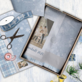 Foto Frohe Weihnachten Elegant Blau Seidenpapier