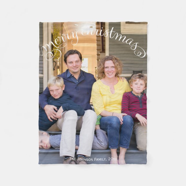 Foto frohe Weihnachten Fleecedecke (Vorderseite)