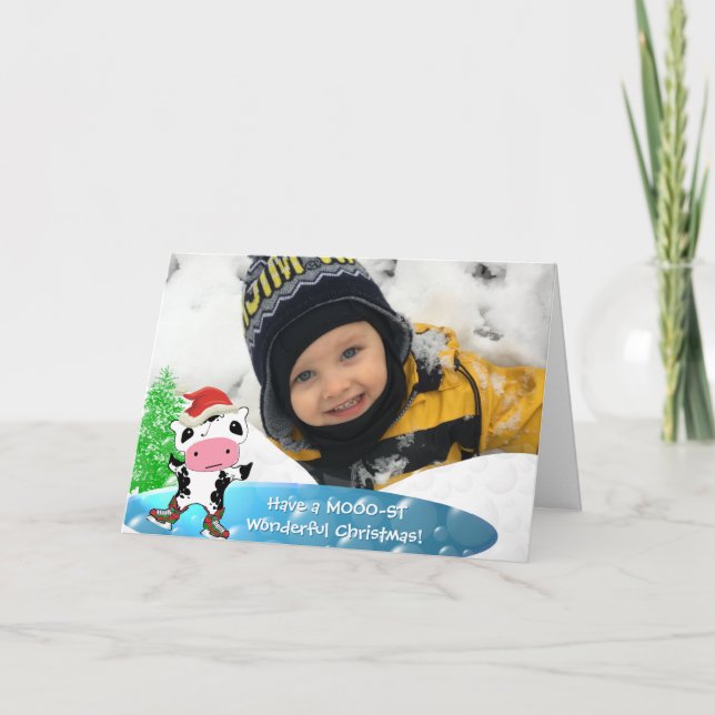 Foto frohe Weihnachten Kawaii Tanzkuh (Vorderseite)