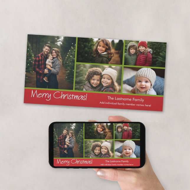 Foto - Frohe Weihnachten mit 5 Foto Collage (Add 5 photos and either print or download - online Christmas Card)
