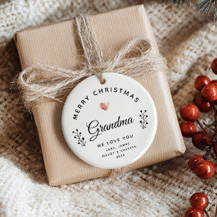 Foto Frohe Weihnachten Oma Chic Rose Goldenes Herz Keramik Ornament