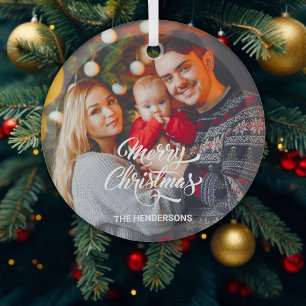 Foto Frohe Weihnachten Ornament Aus Glas