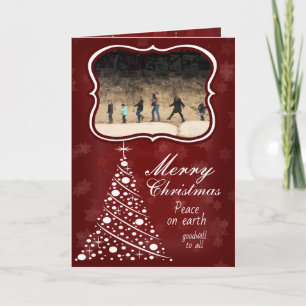 Foto Frohe Weihnachten Rote Sterne Weiße Tanne