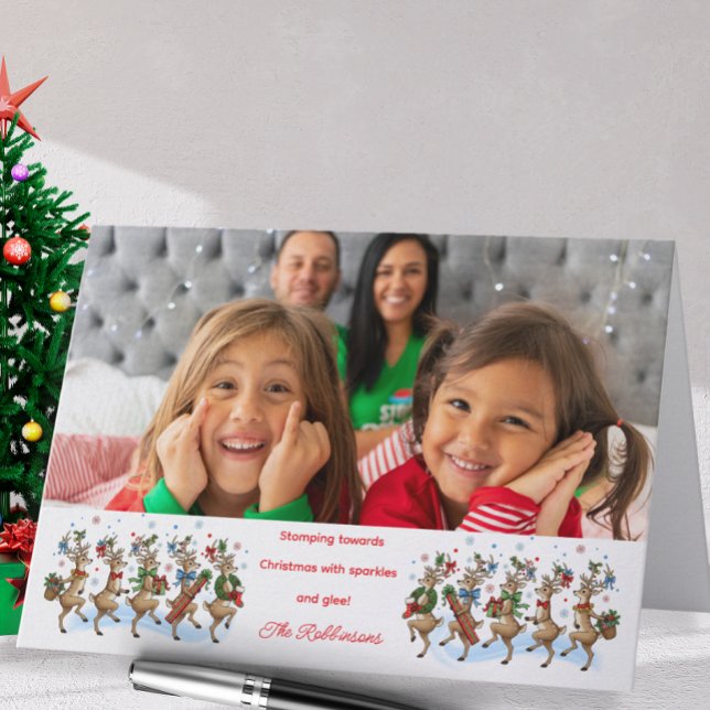 Foto Fun Stomping Rentiers Feiertagskarte (Von Creator hochgeladen)