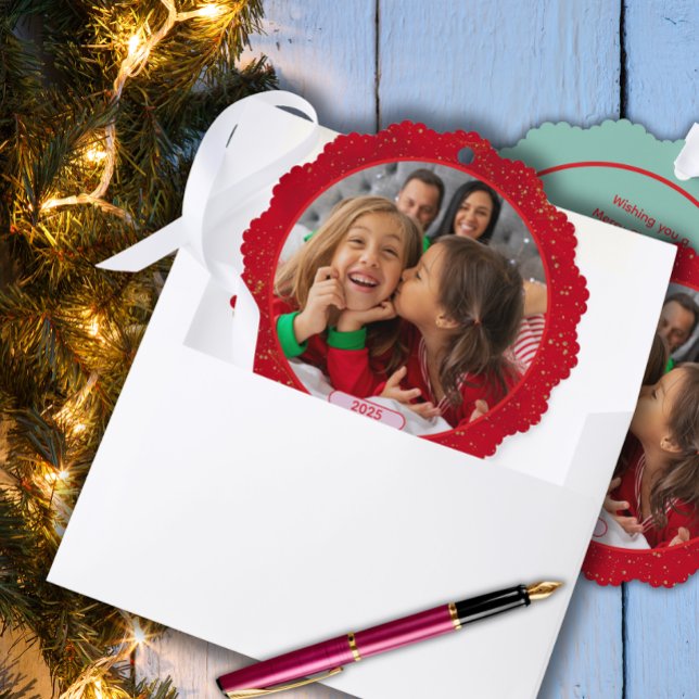 Foto Fun Stomping Rentiers Ornament Karte (Von Creator hochgeladen)