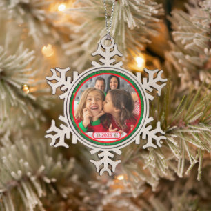 Foto Fun Stomping Rentiers Schneeflocken Zinn-Ornament