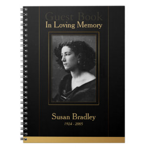Foto Funeral GuestBook mit Goldrohren Notizblock