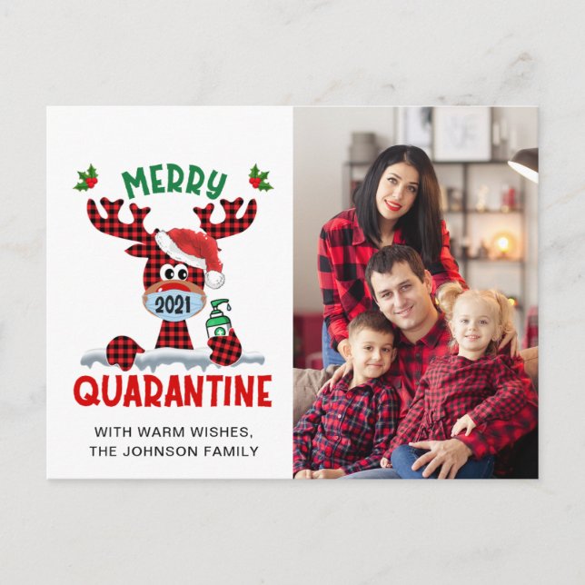 Foto Funny Merry Quarantine Grußurlaub Postkarte (Vorderseite)