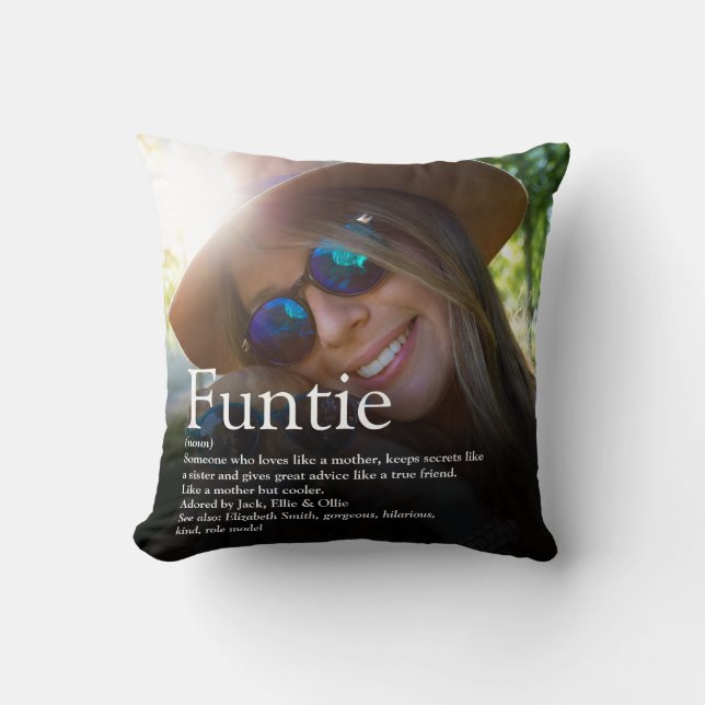 Foto Funny Modern Funtie Tante Tante Definition Kissen (Vorderseite)
