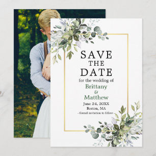 Foto für Aquarellfarben in Goldrahmen Save The Date
