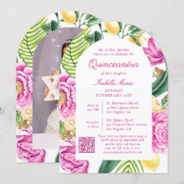 Foto für Aquarellfarben QR-Code Quinceñera Einladung