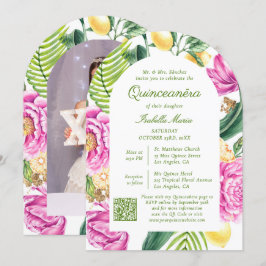 Foto für Aquarellfarben QR-Code Quinceñera Einladung