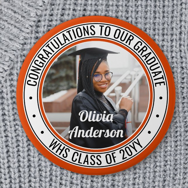 Foto für beliebige Abschlüsse Orange Black und Whi Button (Von Creator hochgeladen)