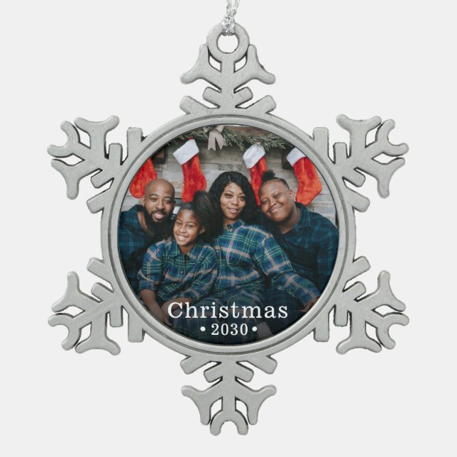 Foto für benutzerdefinierte Familien Schneeflocken Zinn-Ornament (Vorderseite)