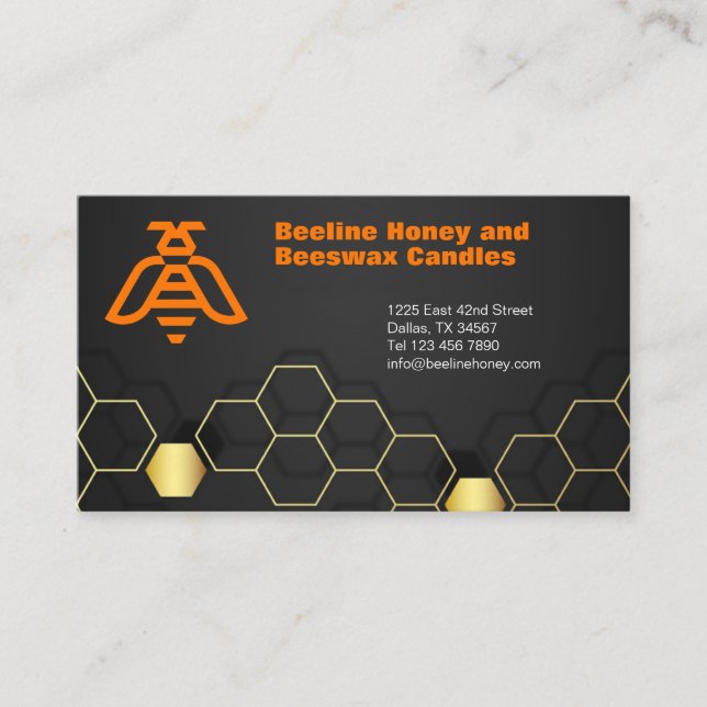 Foto für Bienenlogo Gold und Schwarz einfügen Visitenkarte (Vorderseite)