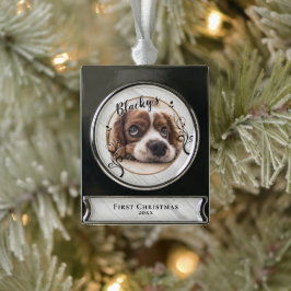 Foto für den ersten Welpenhühner Banner-Ornament Silber