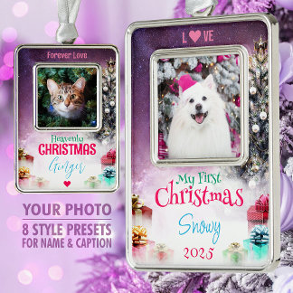 Foto für den Urlaub, Bäume und Geschenke, Lila - Rahmen-Ornament Silber
