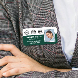 Foto für die Akkreditierung von Mitarbeitern Grün Namensschild