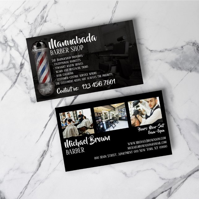 Foto für die Anlieferung von Stabstahl Visitenkarte (Barber pole supply shop custom photo business card)