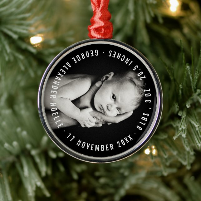 Foto für die erste Weihnachtskreuzung des Babys Ornament Aus Metall (Baum)
