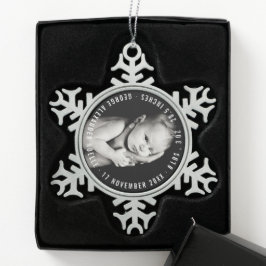 Foto für die erste Weihnachtskreuzung Schneeflocken Zinn-Ornament