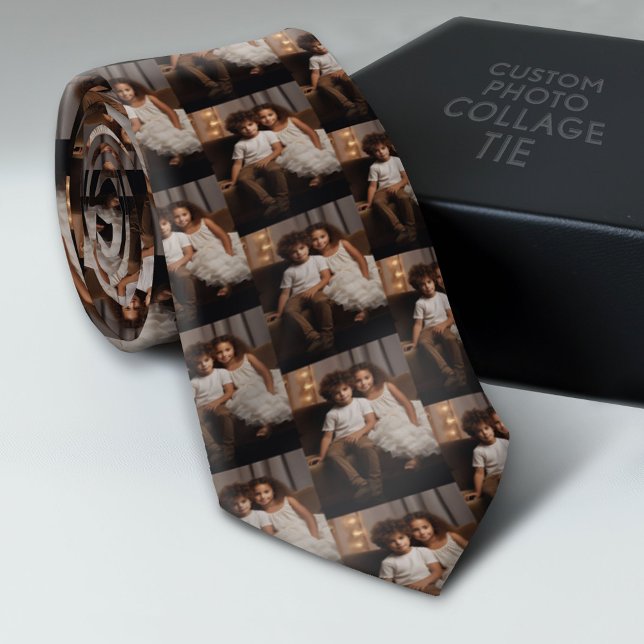 Foto für die ganze Familie - Vertikale Grafik Krawatte (Photo Collage Neck Tie - Add Your Favorite Photos)