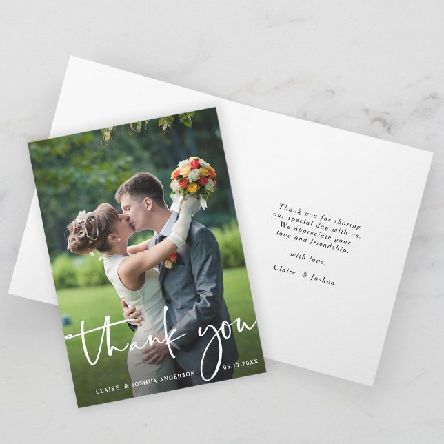 Foto für die Hochzeit von handgeschriebenen Skript Karte (Front & Back)