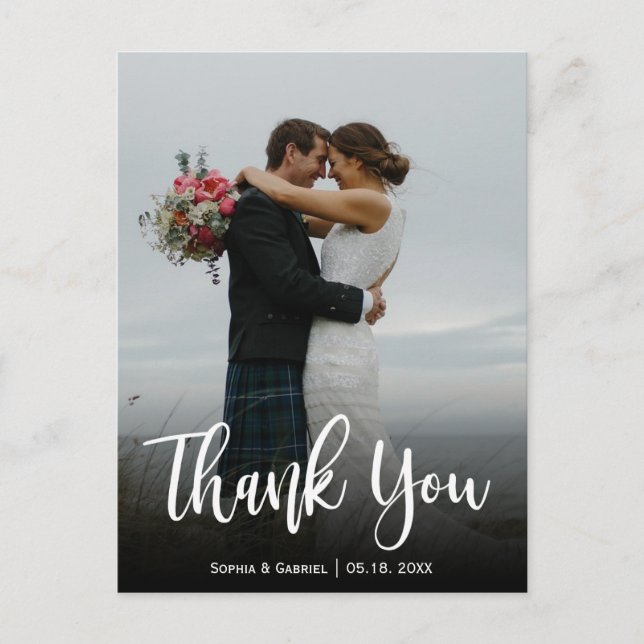 Foto für die Hochzeit von handgeschriebenen Skript Postkarte (Vorderseite)