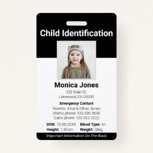 Foto für die Kinderidentifizierung Schwarz Ausweis