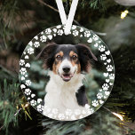 Foto für Druckfarben und Herz-Rahmen für den Haust Ornament<br><div class="desc">Für Hunde- (oder Katzenliebhaber) ist ein Foto eines Zornfreundes auf der Vorder- und Rückseite mit einem niedlichen und modernen runden Rahmen aus Pfotendrucken und Herz vorgesehen. Laden Sie einfach ein Lieblings-Foto Ihres Haustieres hoch,  um dies zu Ihrem eigenen zu machen!</div>