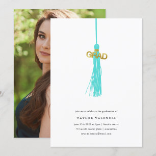 Foto für eine helle grüne Tassel-Graduierungsparte Einladung