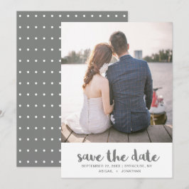 Foto für einfache graue und weiße Polka-Dots Save The Date