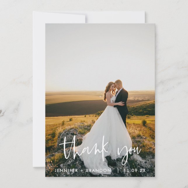 Foto für einfache Skriptklasse Hochzeit Vielen Dan Dankeskarte (Vorderseite)