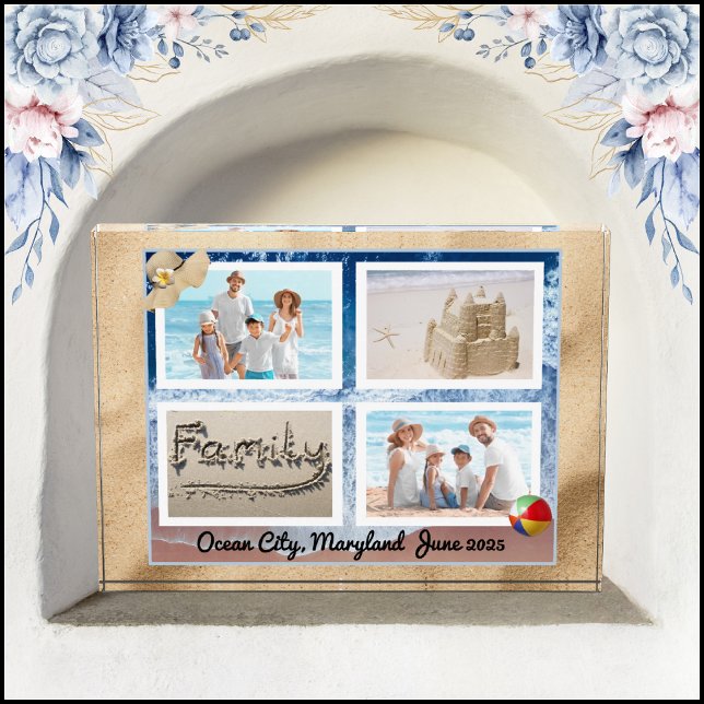 Foto für Familienurlaub (Family Beach Vacation Photo Block Keepsake)