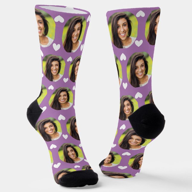 Foto für Freundin Lavender Hearts Socken (Gewinkelt)