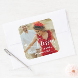 Foto für gesegnetes Herz Hochzeit Bridal Gefallen  Quadratischer Aufkleber