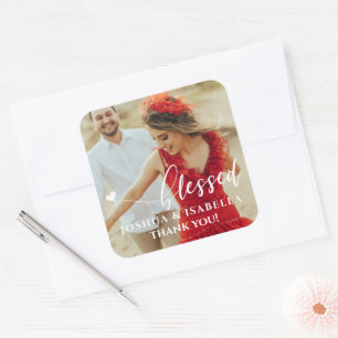 Foto für gesegnetes Herz Hochzeit Bridal Gefallen  Quadratischer Aufkleber