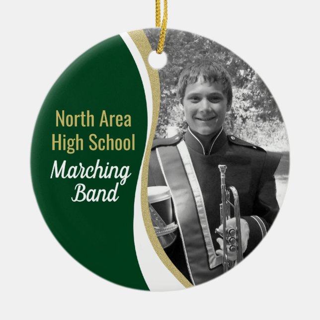 Foto für grüne und goldene Band Keramik Ornament (Vorne)