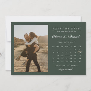 Foto für grünen Dezember-Kalender Save the Date Einladung