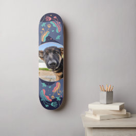 Foto für Haustiere, bearbeitbare Blumenrahmen Skateboard