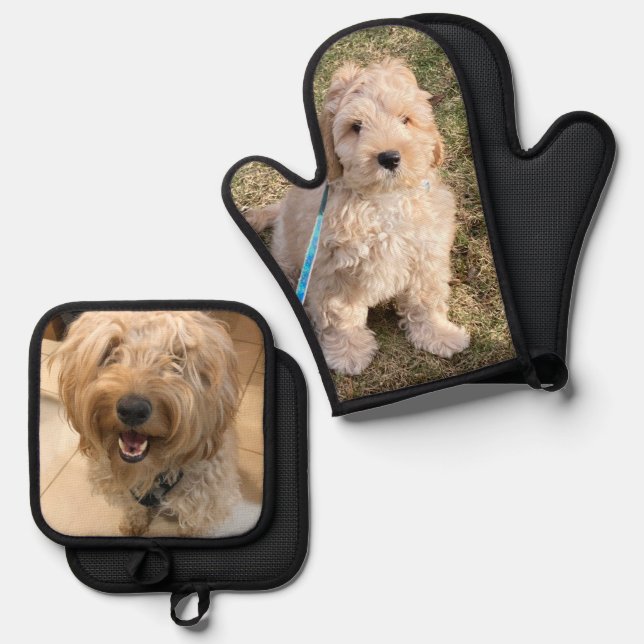 Foto für Haustiere von Hunden personalisiert Ofenhandschuh & Topflappen-Set (Vorderseite/Rückseite)