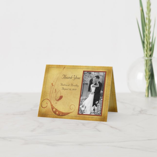 Foto für Herbst- oder Landeshochzeiten dank Karte (Vorderseite)