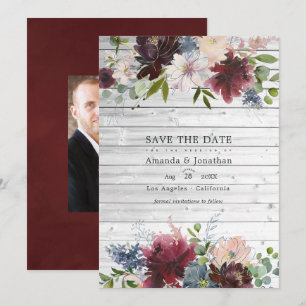 Foto für Hochzeiten in Burgund, Navy und Blush Save The Date
