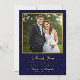 Foto für Hochzeiten von Navy Blue und Gold Dankeskarte