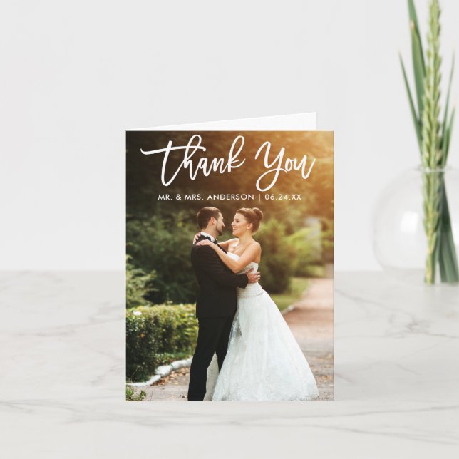 Foto für Hochzeitskritik geklappt Dankeschön Hinwe Karte (Vorderseite)