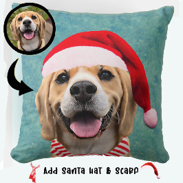 Foto für Hunde mit digitaler Weihnachtsmannmütze S Kissen